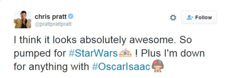 Chris Pratt Tweet Star Wars
