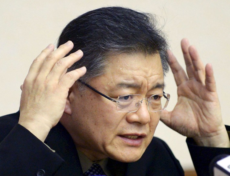 Image: File photo of Hyeon Soo Lim speaking during a news conference in Pyongyang
