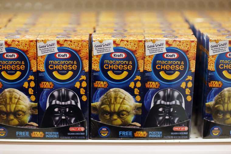 Image: A box of Star Wars Kraft macaroni and cheese is seen for sale at a Target store
