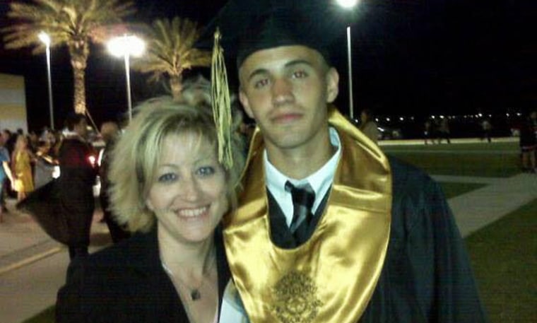 Jake Latiolais and his mother Tina LeClercq at Jake's high school graduation.