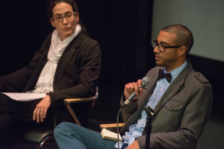 Harold Morales (right) speaks at “The Muslim Experience in Baltimore” event, Walters Museum, Baltimore, December 2015.