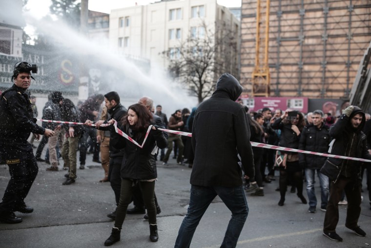 Image: protest against security operations against Kurdish rebels in southeastern Turkey