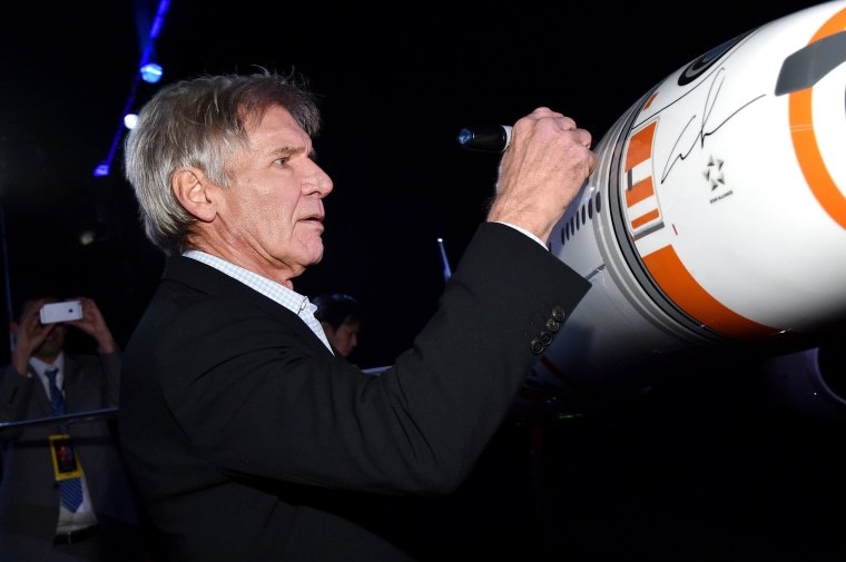 Harrison Ford lends his John Hancock to a prop.