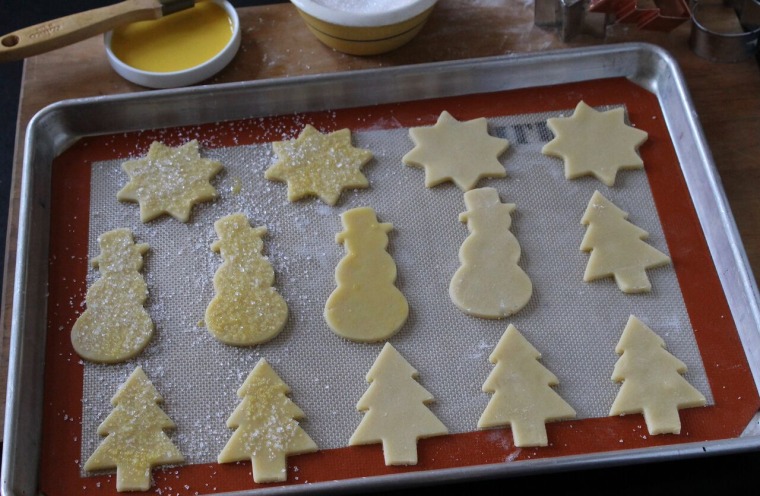 How to Make Sugar Cookies: Transfer the cookies to a baking sheet 1-inch apart