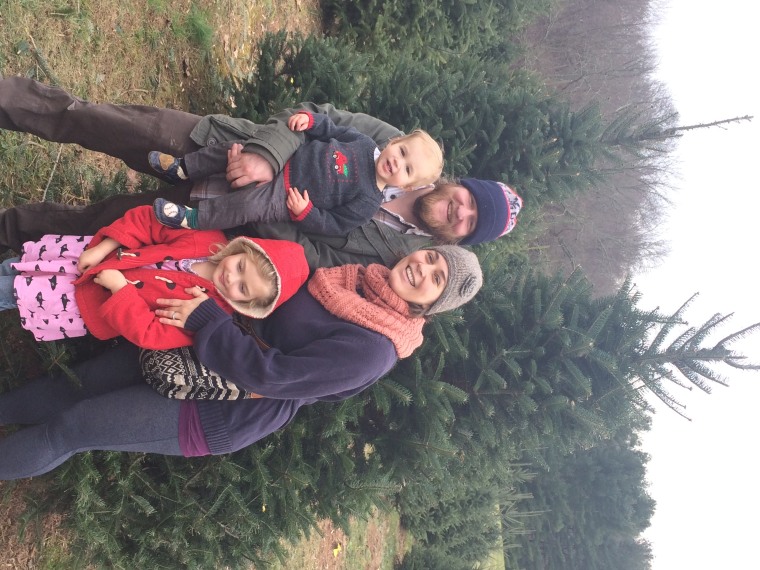 The Bregel family on their annual tree-hunting adventure.