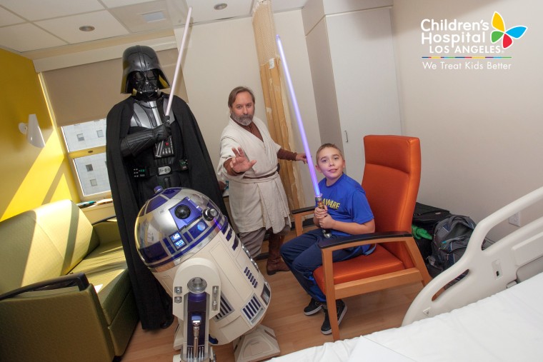 Volunteers in "Star Wars" costumes paid a visit to the rehabilitation floor, pediatric intensive-care unit and other venues at Children's Hospital Los Angeles on Dec. 4, 2015.