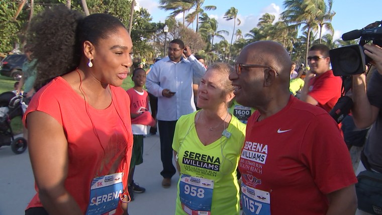 Serena Williams chats with Al and Lori Rothman