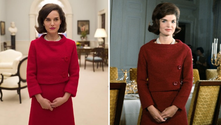 Natalie Portman (left) as Jacqueline Kennedy (right) in the new film "Jackie."