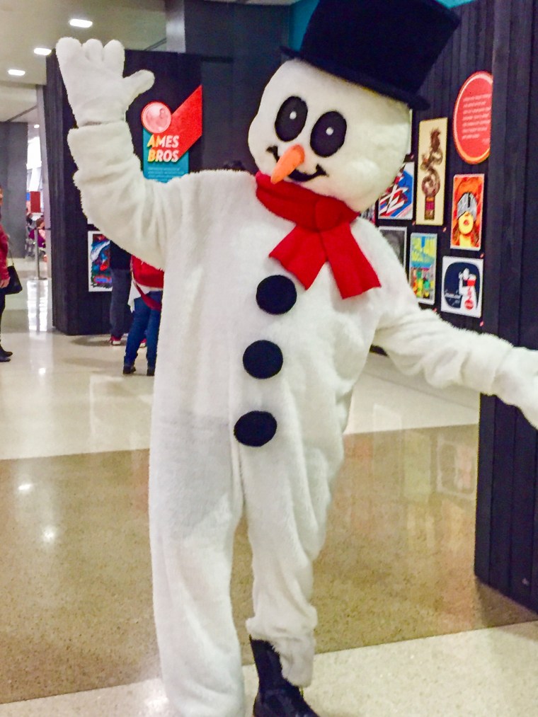 Frosty the Snowman and other holiday characters are spreading cheer at Seattle-Tacoma International Airport.