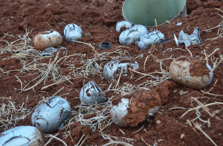 Image: Alleged cluster-bomb shrapnel