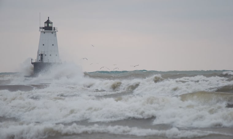 IMAGE: Wind-whipped waves in Ludington, Michigan