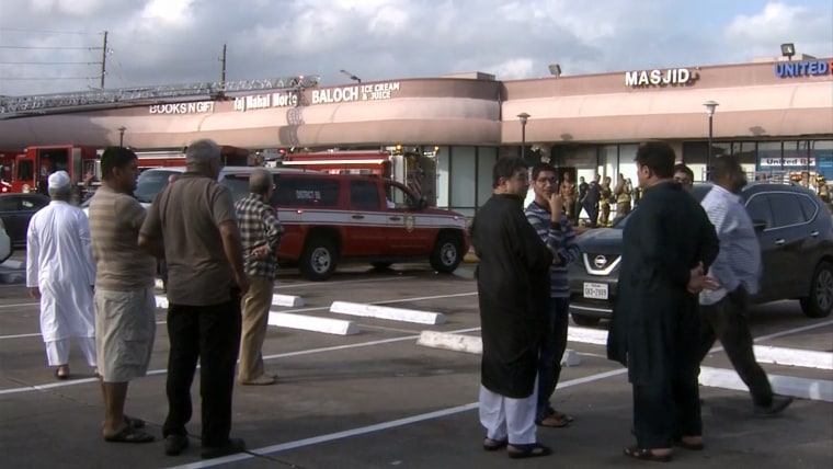 A "suspicious" two-alarm fire broke out at a Houston mosque Friday about an hour after services ended, officials said.