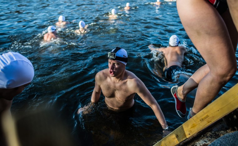 Image: Traditional Christmas Swim in the Vltava river