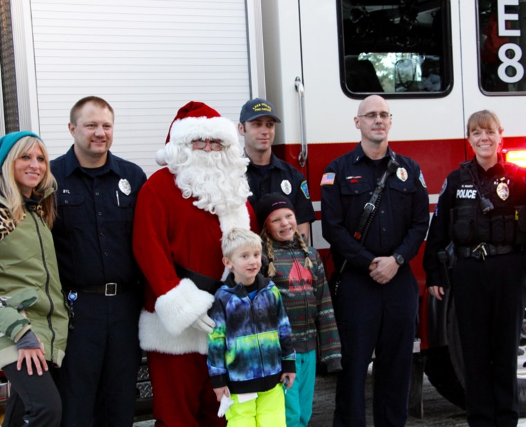 Sophia Feller and her brother, Quinn, at the Silverthorne Police Station