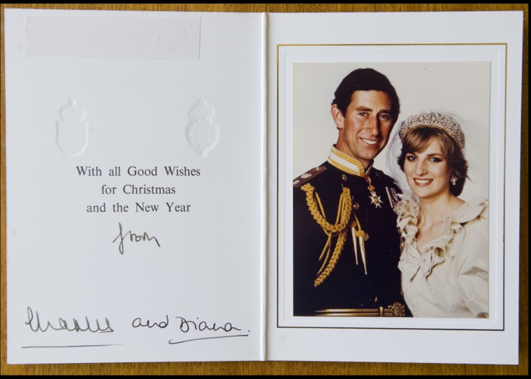 BNPS.co.uk (01202 558833)
Pic: Phil Yeomans/BNPS
Happy newly wed couple - Xmas 1981.
A poignant collection of Royal Xmas cards sent to a member of staff and signed by Charles and Diana is coming up for auction.
The cards show the Xmas portraits from the earliest days of the marriage in 1982 and catologue the birth of William and Harry in the following years.
The happy smiling cards give no hint to the bitterness and tragedy that would engulf the couple in later years.