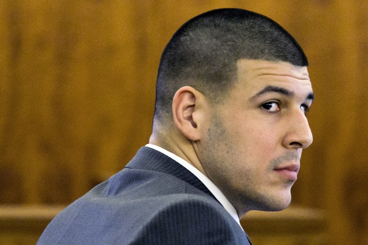 IMAGE: Aaron Hernandez  at trial in March