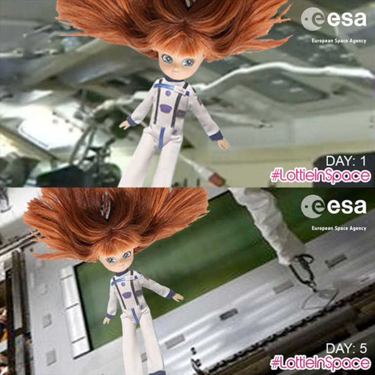 Image: Simulated view of Stargazer Lottie doll on International Space Station
