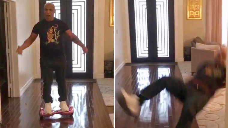 Mike Tyson falling off of a hoverboard