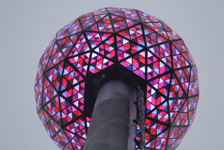 Glowing New Year's Eve Ball tested before New Year's Eve