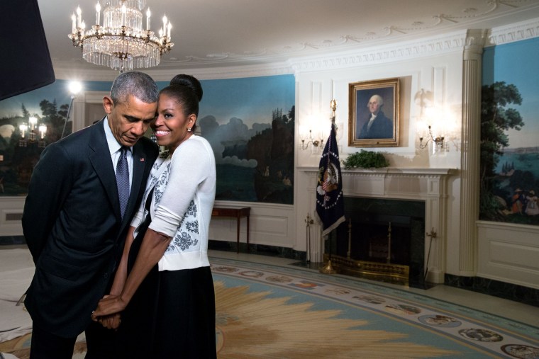 Barack Obama and Michelle Obama pose together