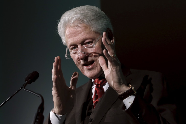 Image: Former U.S. President Bill Clinton speaks at the launch of the \"Kiva New York City\" Microlending Platform in the Manhattan borough of New York