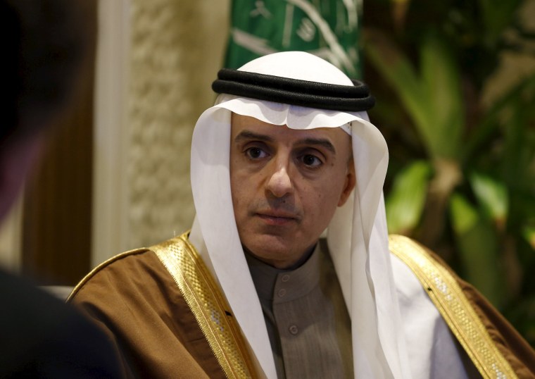 Image: Saudi Arabia's Foreign Minister Adel al-Jubeir attends an interview with Reuters, in Riyadh