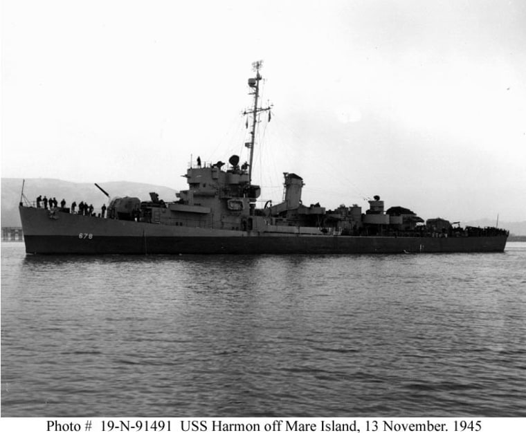 Off the Mare Island Navy Yard, California, 13 November 1945, after she was refitted with 5/38 guns. Photograph from the Bureau of Ships Collection in the U.S. National Archives.