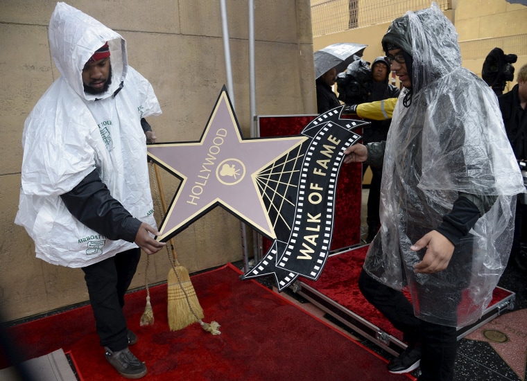 Image: Workers prepare for a Hollywood Walk of Fame ceremony in Hollywood