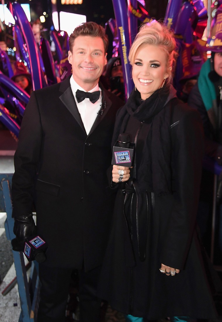 Ryan Seacrest and Carrie Underwood at Dick Clark's New Year's Rockin' Eve 2016