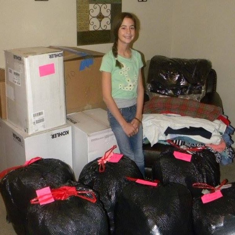 Girl, 12, collects piles of coats for the homeless using her little red ...