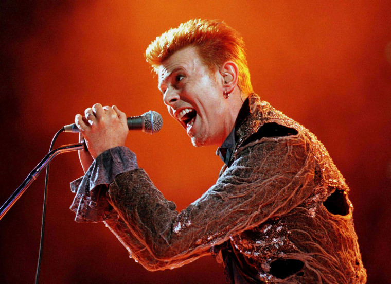 Image: David Bowie performs at the Panathinaikos stadium in Athens during a rock festival