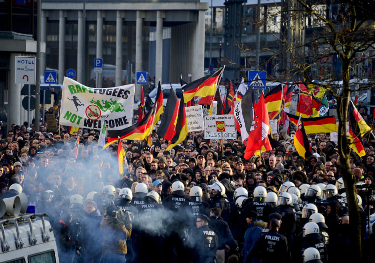 Image: Right-wing groups rally following sex attacks