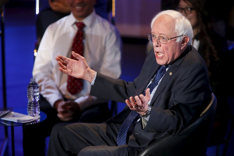 Image: Democratic presidential candidate Sen. Bernie Sanders (D-VT) speaks at The Iowa Brown and Black Forum at Drake University in Des Moines, IA