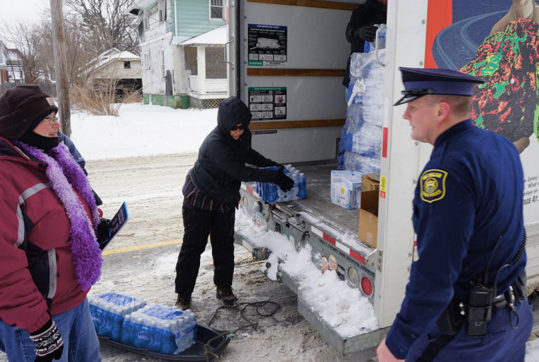 IMAGE: Bottled water distributed in Flint, Michigan