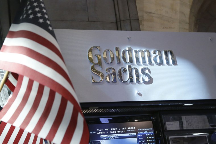 Image: File photo of the Goldman Sachs stall on the floor of the New York Stock Exchange