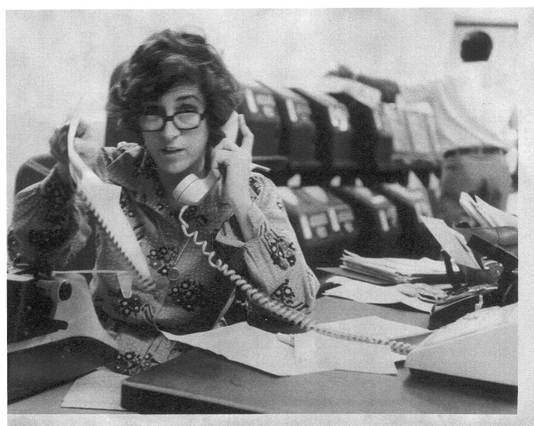 (Caption: Kathryn Johnson in the AP bureau office in Atlanta, Ga., during late 1970s. (AP Photo) )