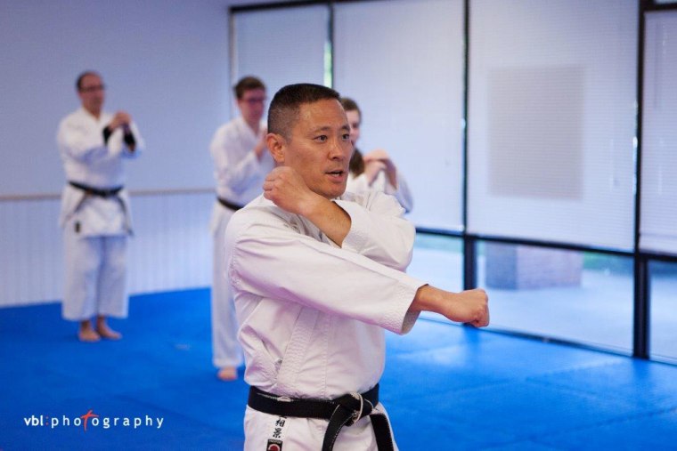 Image: Officer Sonny Kim teaching karate at his school in Ohio