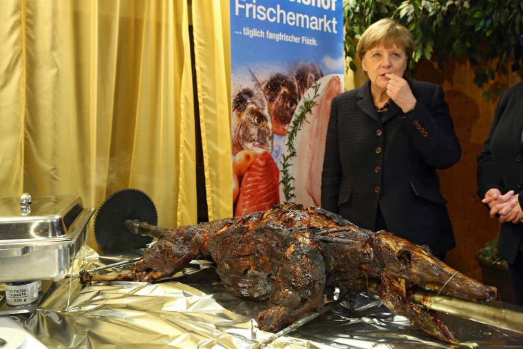 Image: German Chancellor Merkel visits her constituency's news year reception