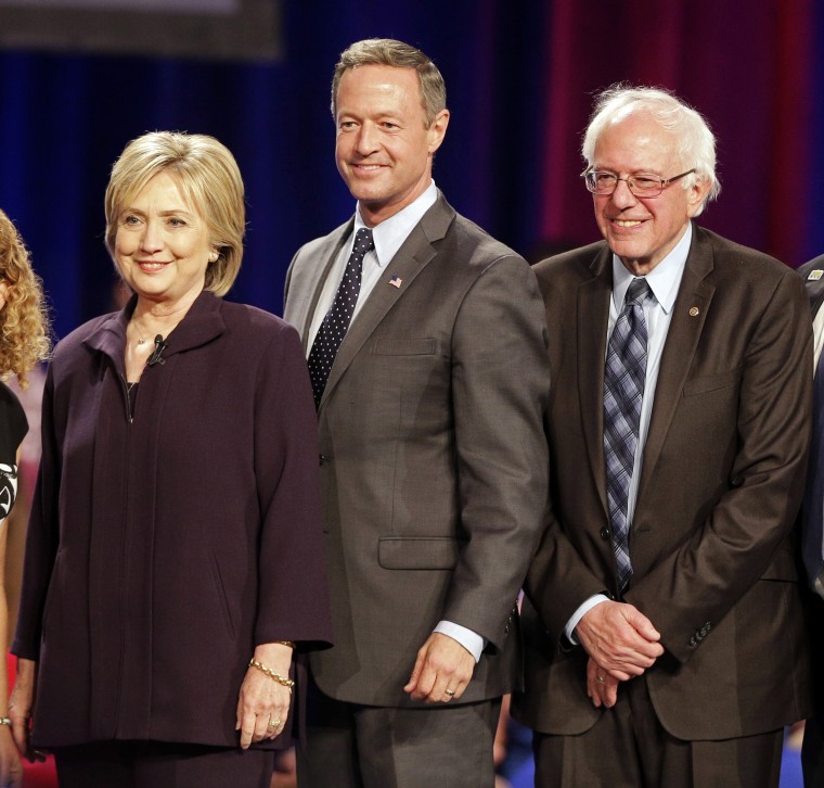 Image: Hillary Rodham Clinton, Martin O'Malley, Bernie Sanders