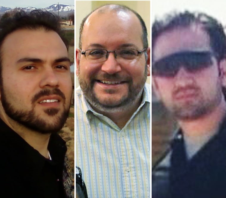 From left, Saeed Abedini, Jason Rezaian and Hekmati