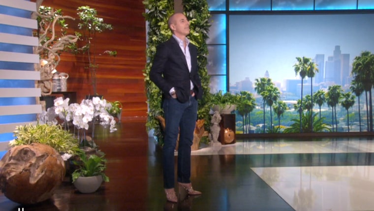 Matt Lauer on Ellen in high heels.