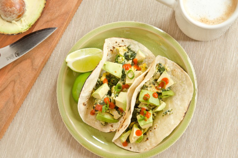 Avocado, Spinach and Egg Breakfast Tacos