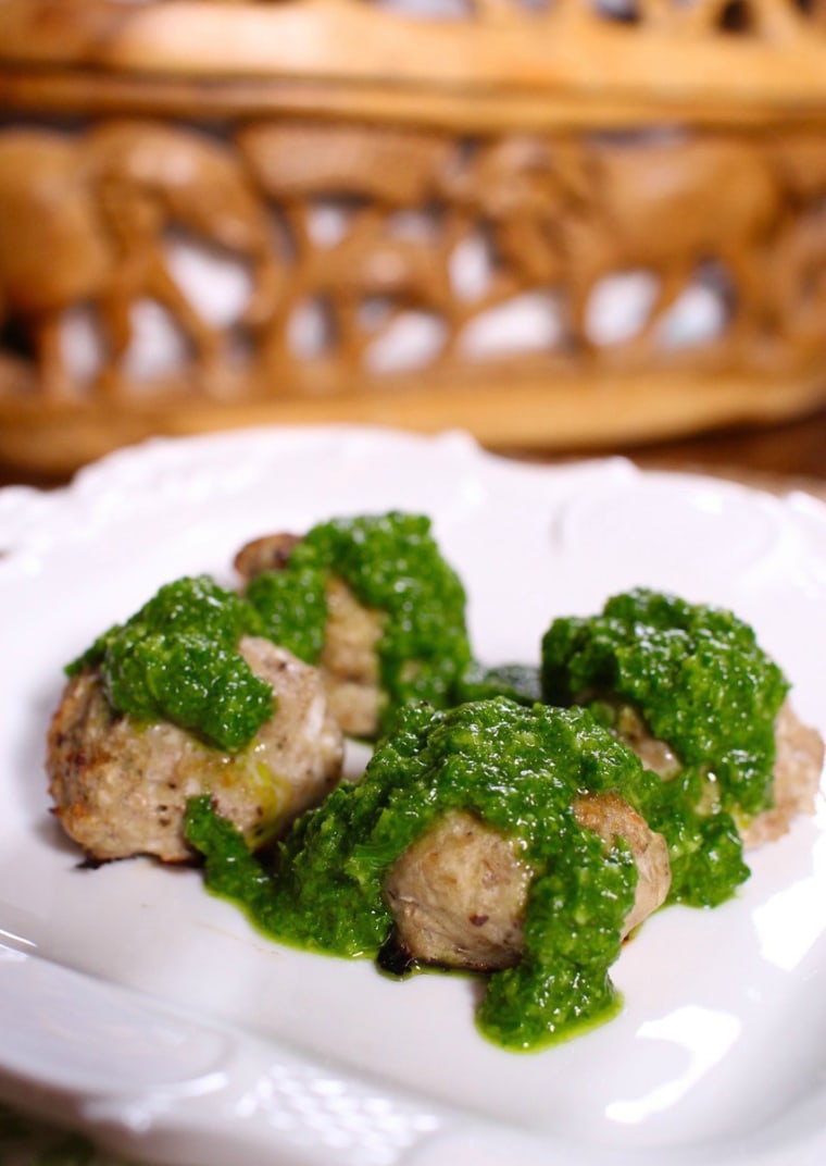 Lightened Up Turkey Meatballs With Chimichurri by TODAY Food Club member Joanie Zisk of ZagLeft