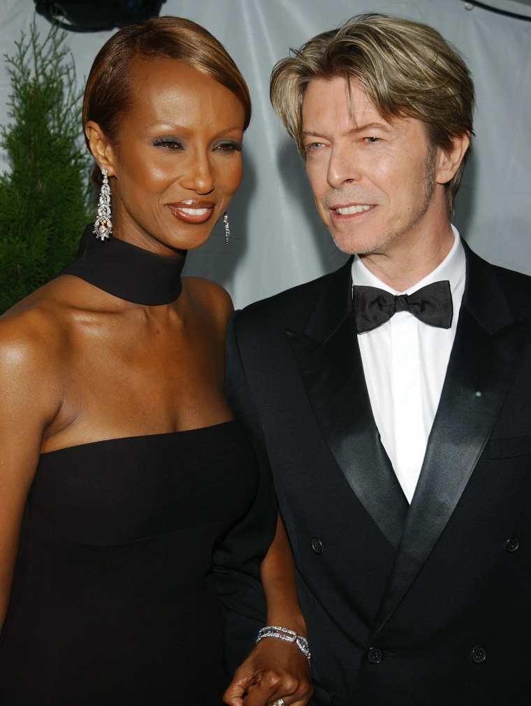 David Bowie and Iman at the 2002 American Fashion Awards.
