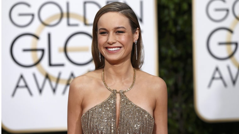 Image: Brie Larson arrives at the 73rd Golden Globe Awards in Beverly Hills