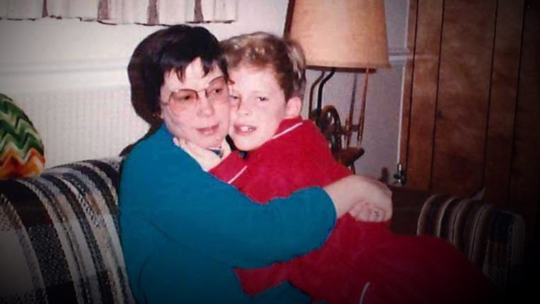 Giblin as a child with his mother, who died when he was 11.