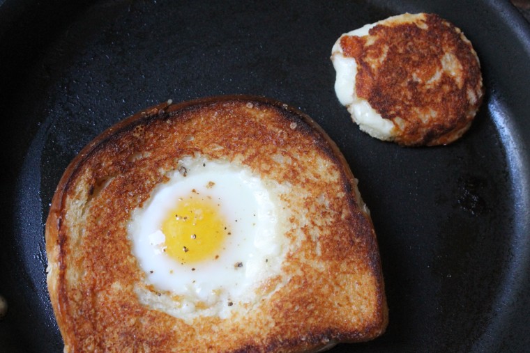 Grilled Cheese Egg-in-a-Hole: Broil until the top is browned and the egg whites are just set, but the yolk is still runny