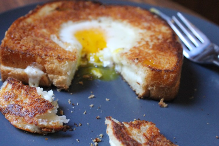 Grilled Cheese Egg-in-a-Hole: Serve with the cut-out on the side