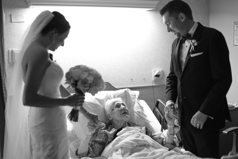 Grandmother gets a surprise visit from her grandson on his wedding day