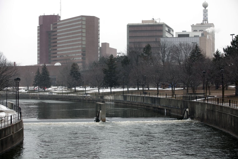 Image: The Flint River flows in downtown in Flint